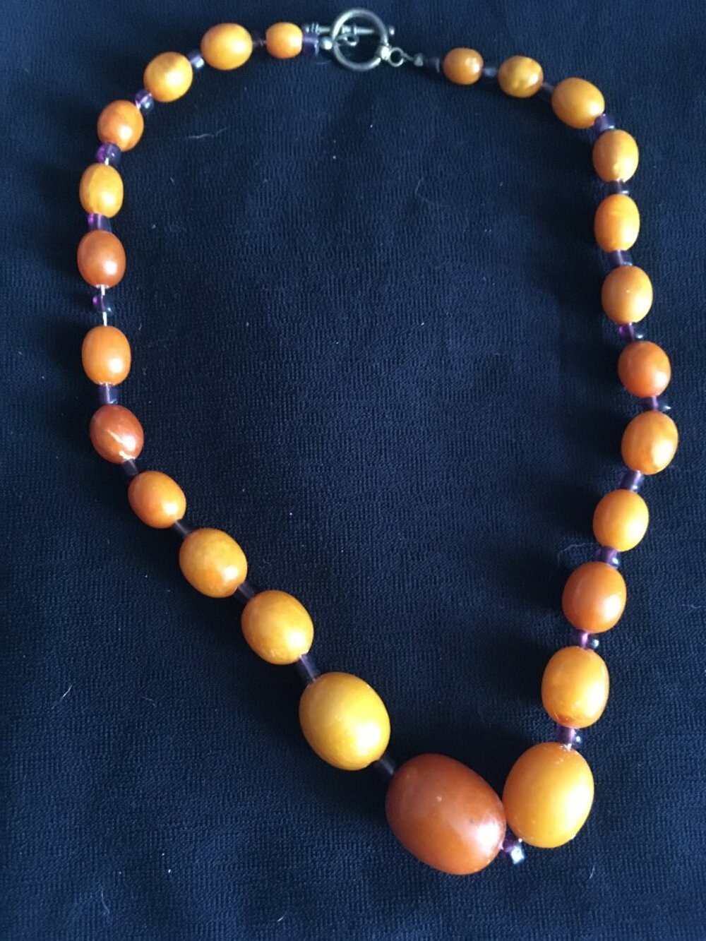 Vintage Butterscotch Amber Graduated Necklace, Updated Clasp, 22" Long, 11" Drop
